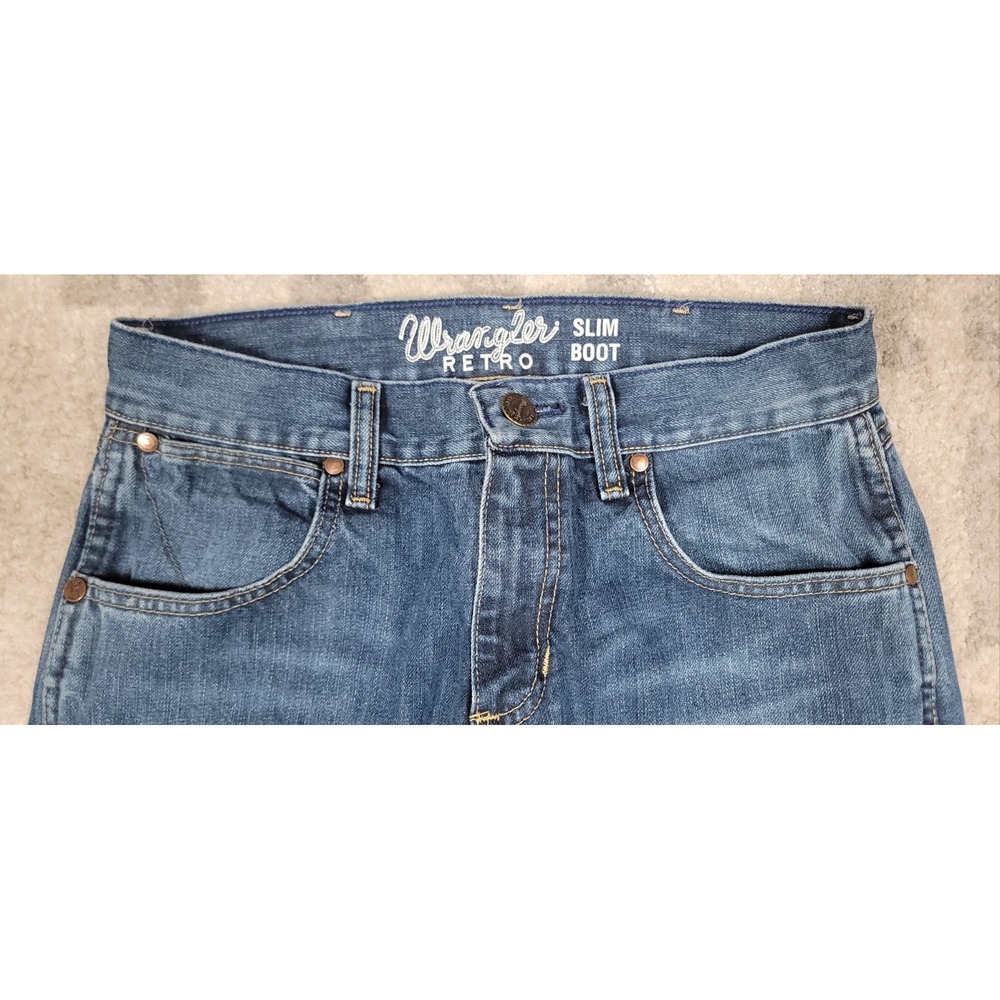 Wrangler Retro Slim Bootcut Men's Denim Jeans Blue Casual Workwear Size 29x32 - Picture 4 of 10